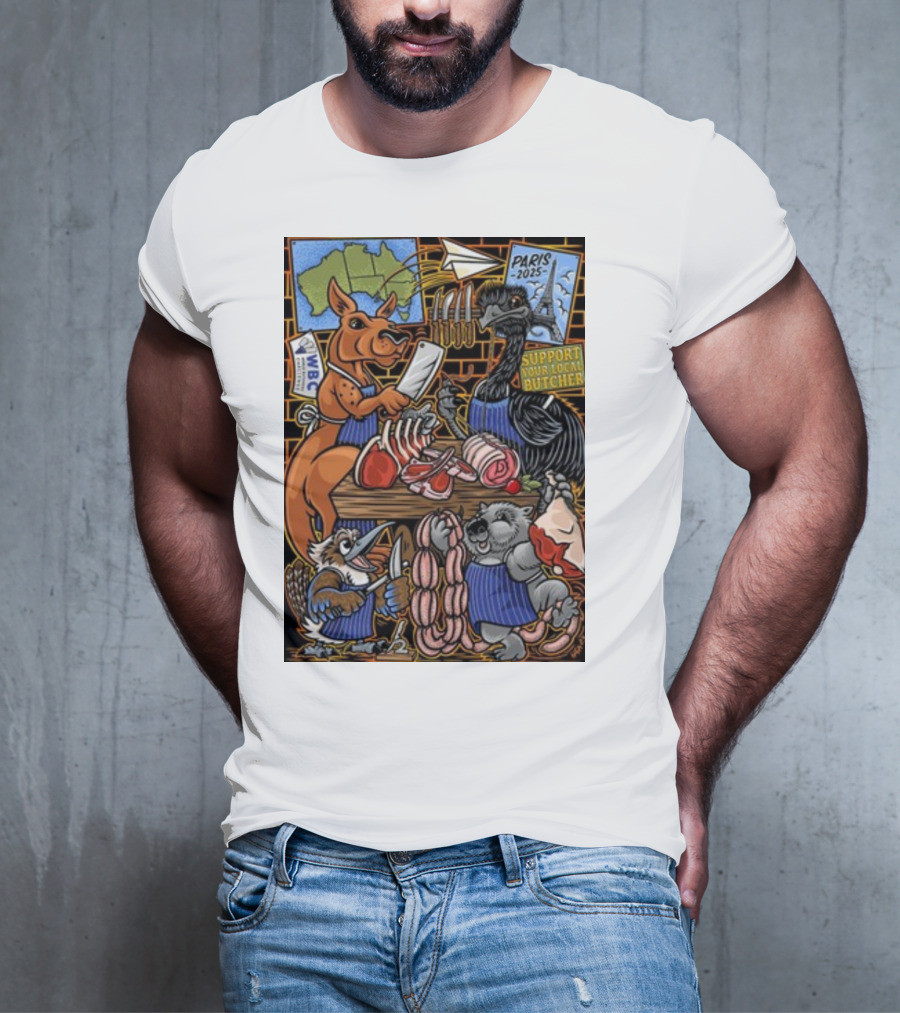 Sigh13 Paris 2025 Support Your Local Butcher WBC Wildlife Butcher Crew T-Shirt