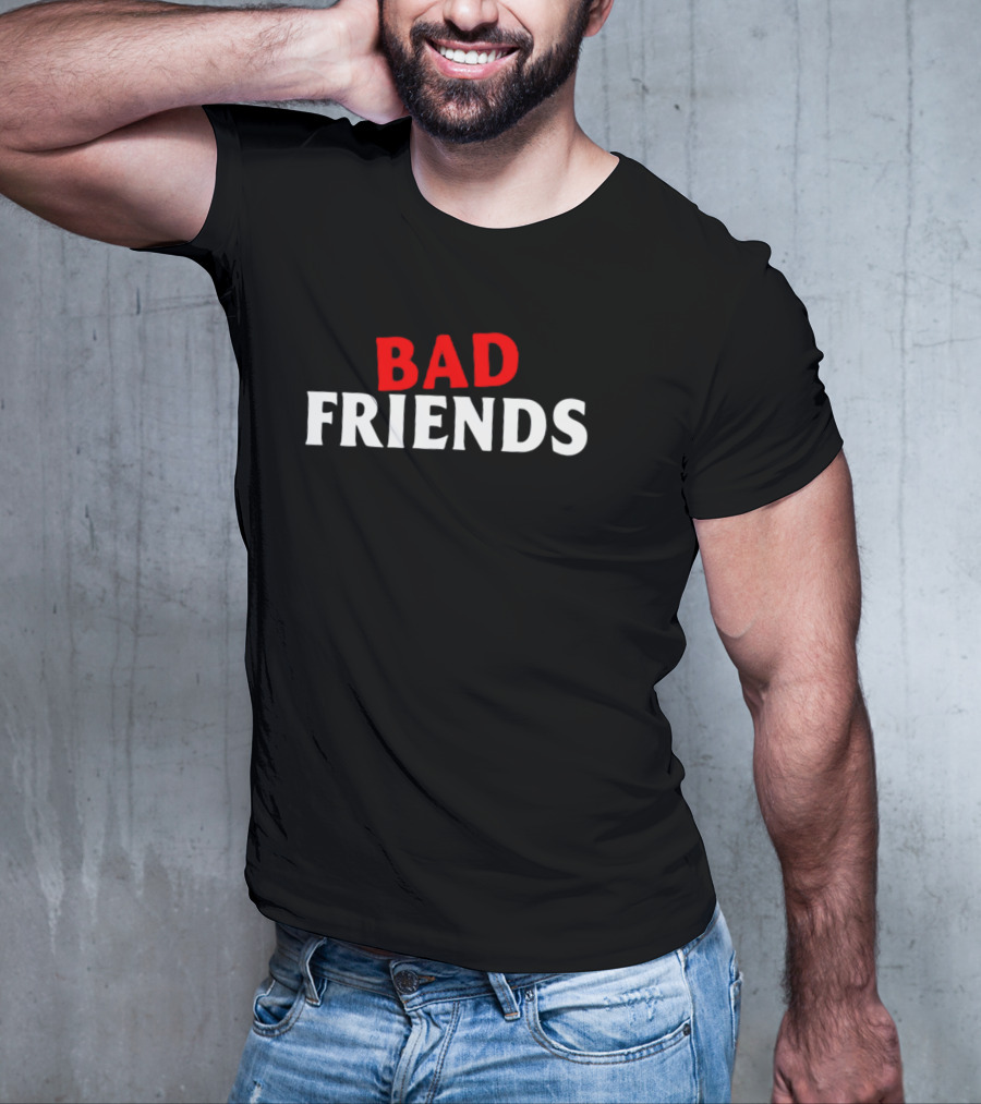 Bad Friends Podcast Logo Red White T-Shirt