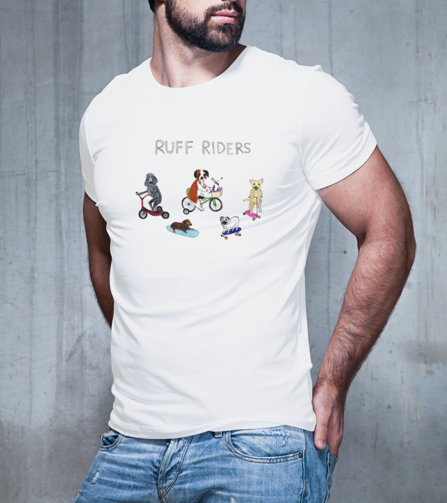 RUFF RIDERS Poodles Boxers Bulldogs Skateboards Scooters Bicycles T-Shirt