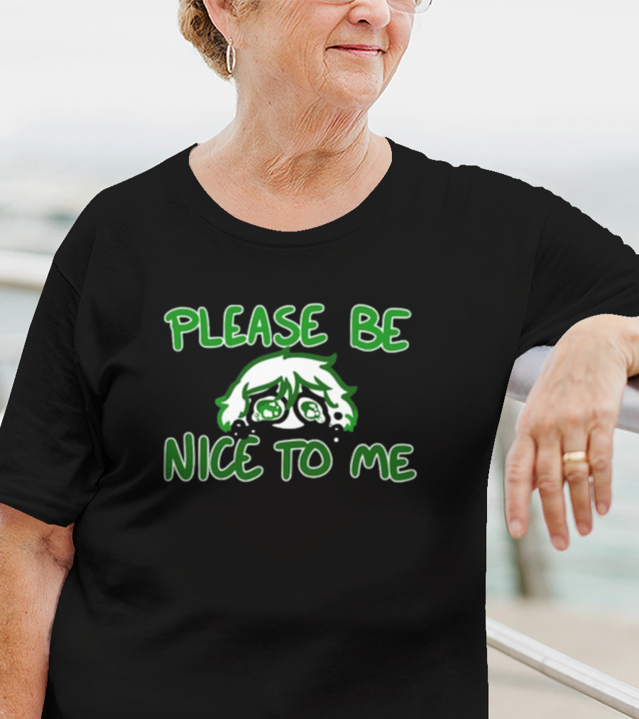 Saucer-Eyed Sadboi Please Be Nice To Me Crying Face T-Shirt