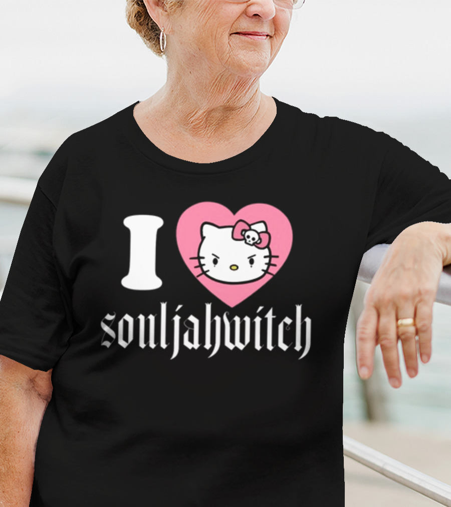 I Love Souljahwitch Cute Cat In Pink Heart T-Shirt