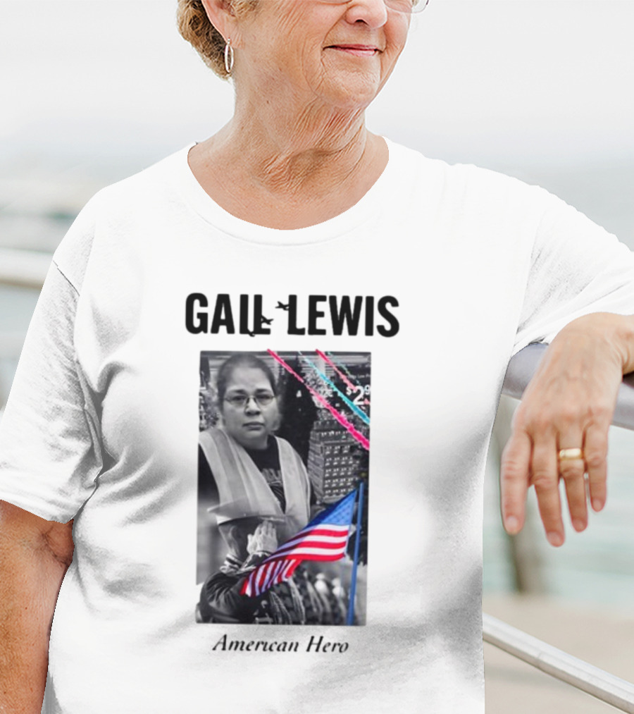 Gail Lewis American Hero Holding Flag Patriotic T-Shirt