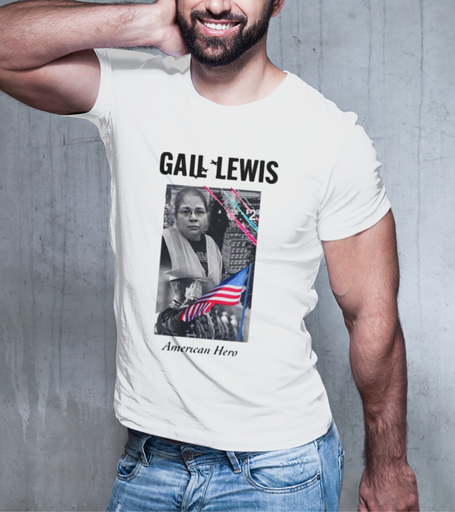 Gail Lewis American Hero Holding Flag Patriotic T-Shirt