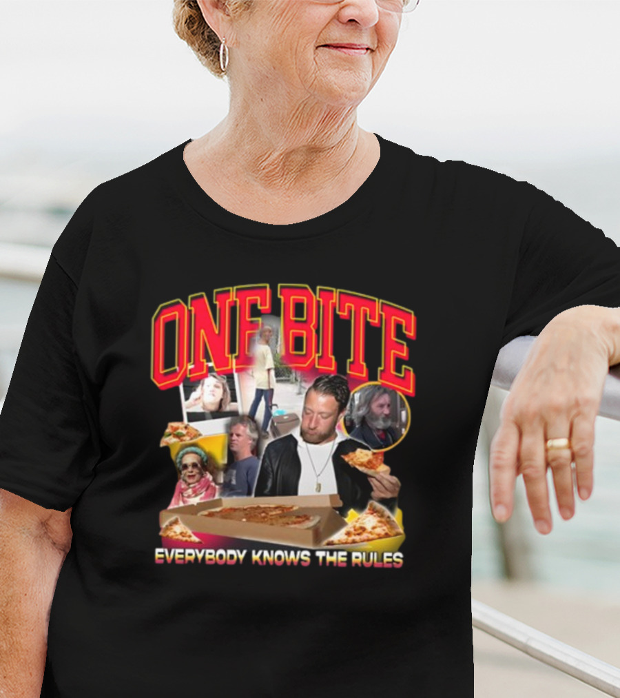 One Bite Everybody Knows The Rules Dave Portnoy Pizza Review Collage T-Shirt
