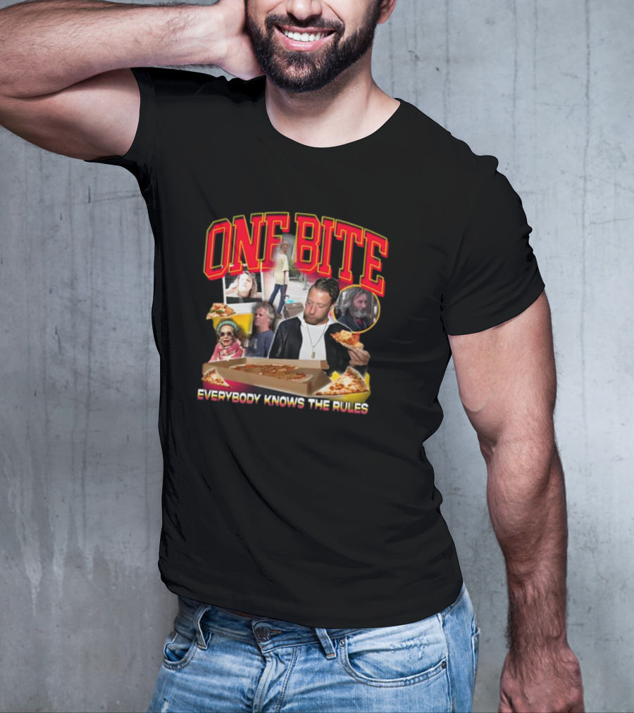 One Bite Everybody Knows The Rules Dave Portnoy Pizza Review Collage T-Shirt