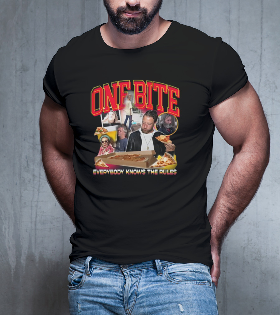 One Bite Everybody Knows The Rules Dave Portnoy Pizza Review Collage T-Shirt