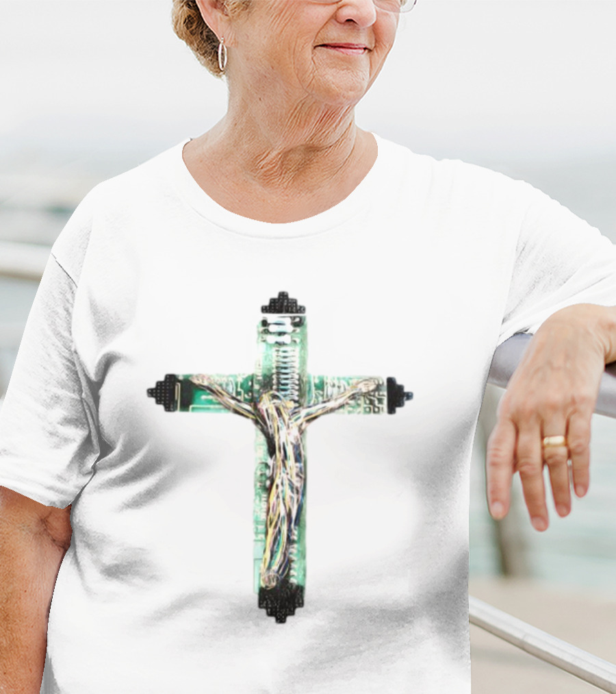Nawafers The Cross Hardware Circuit Crucifix T-Shirt