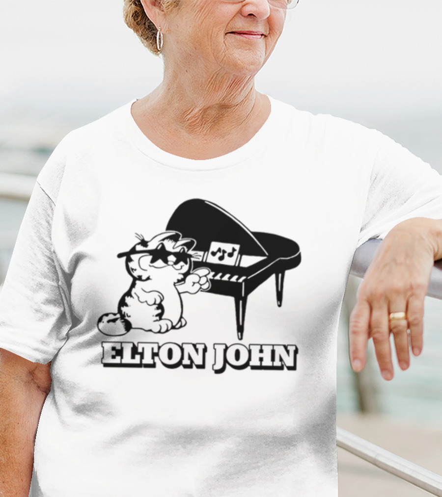 Garf At The Piano With Elton John Motif T-Shirt