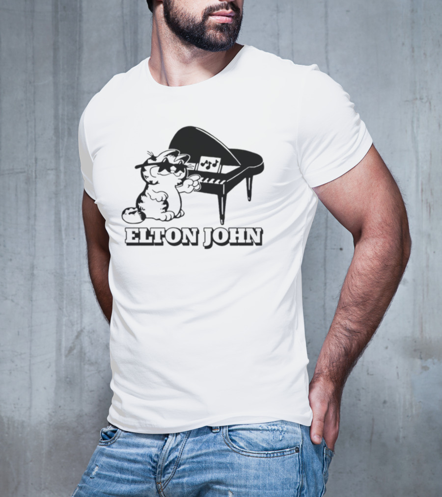 Garf At The Piano With Elton John Motif T-Shirt
