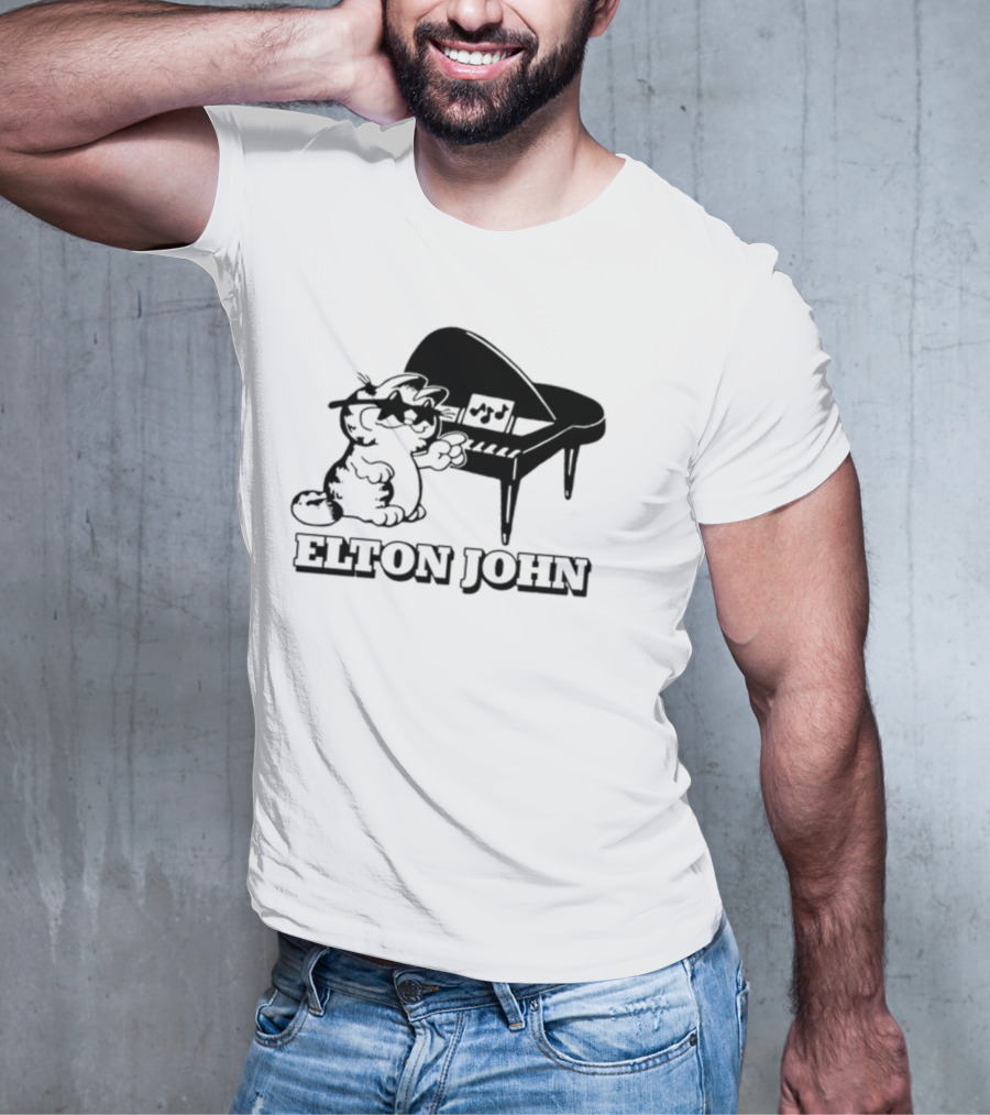 Garf At The Piano With Elton John Motif T-Shirt