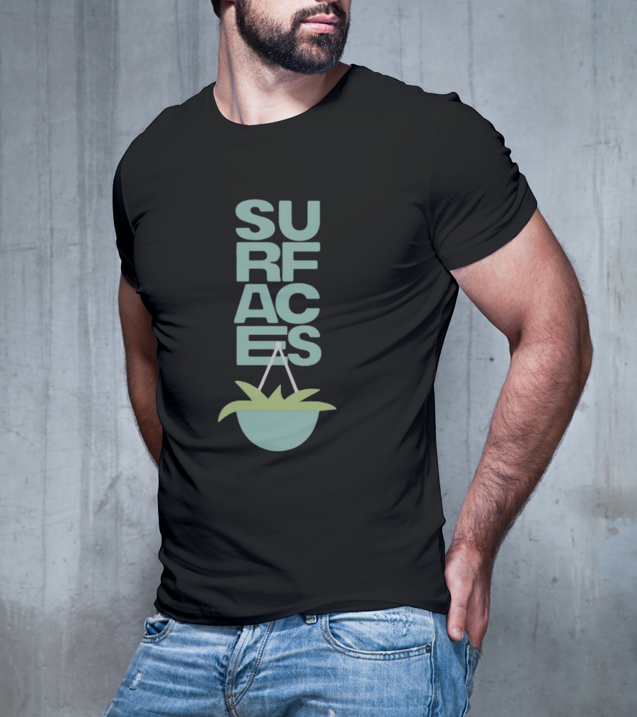 Surfacesmusic Where The Light Is Minimalist Plant Design Oil Green T-Shirt