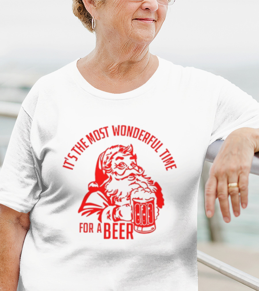 Santa Claus It's The Most Wonderful Time For A Beer Christmas T-Shirt