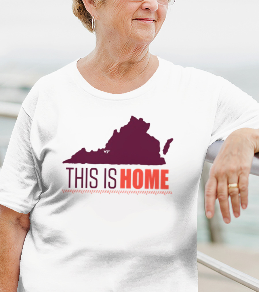 Virginia Tech Football Win This Is Home Virginia Outline T-Shirt