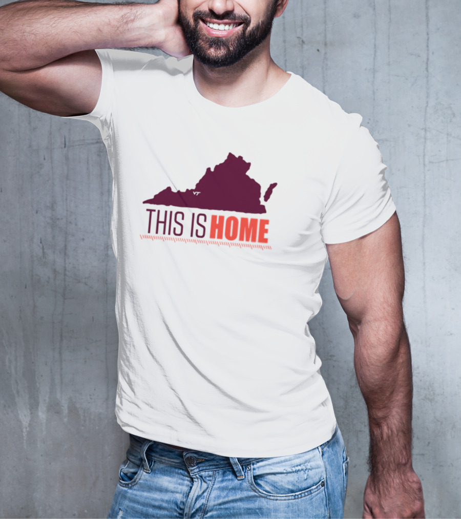 Virginia Tech Football Win This Is Home Virginia Outline T-Shirt