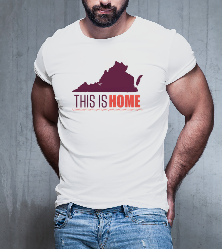 Virginia Tech Football Win This Is Home Virginia Outline T-Shirt