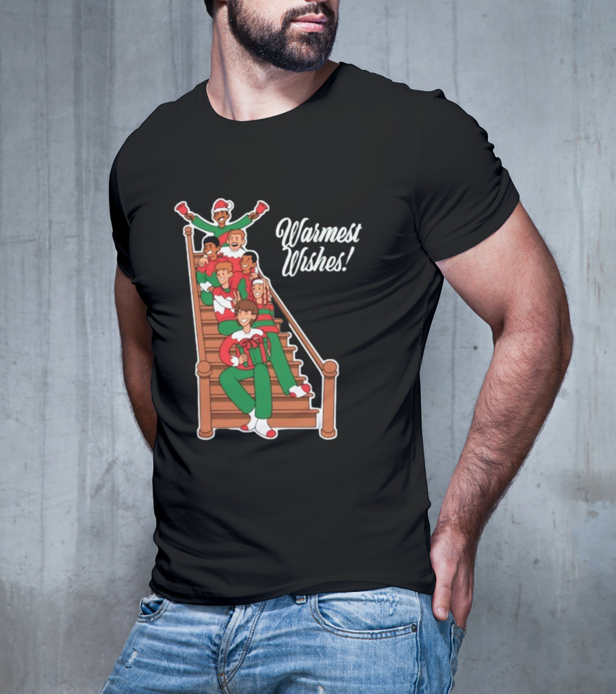 Warmest Wishes Holiday Family Celebration On Stairs T-Shirt
