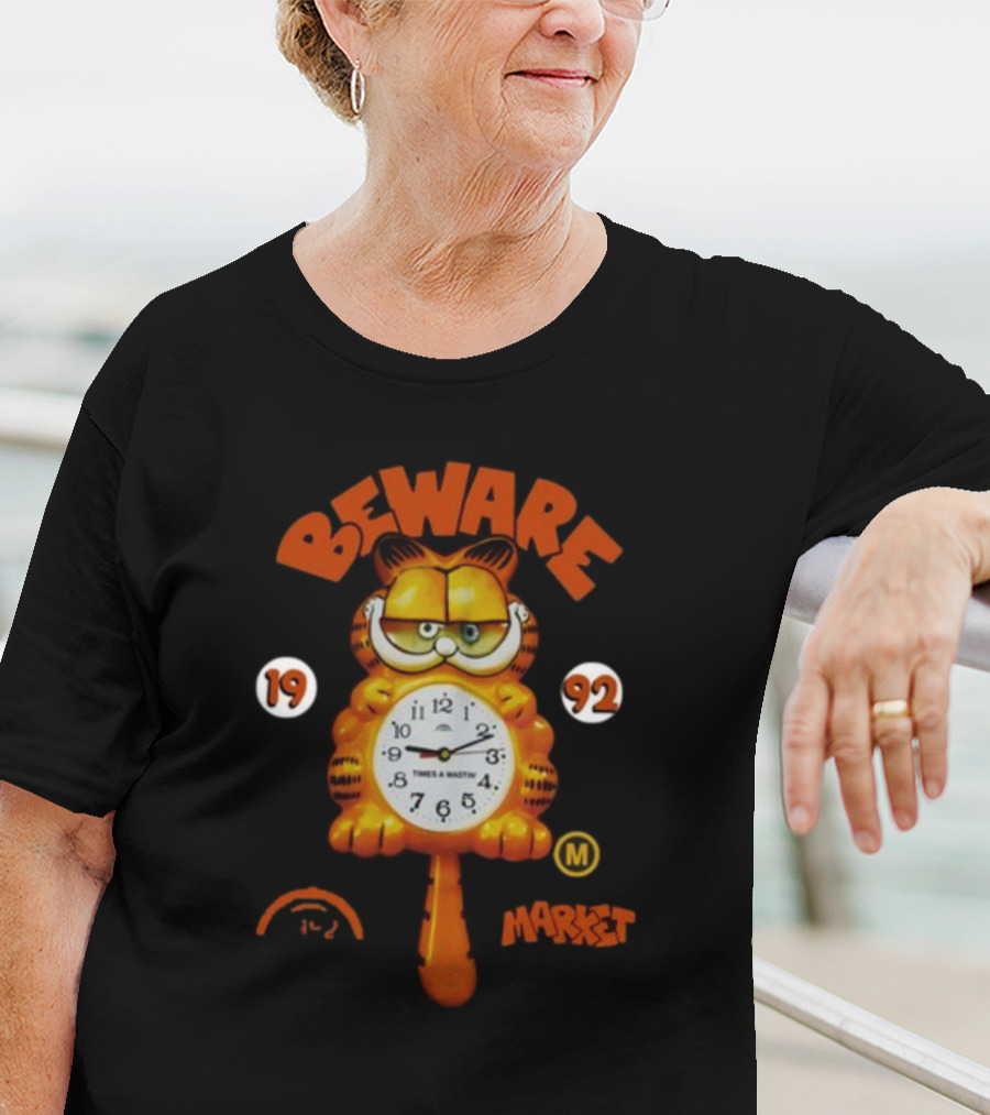 Beware Market Garfield 1992 Times And Waits Clock M T-Shirt