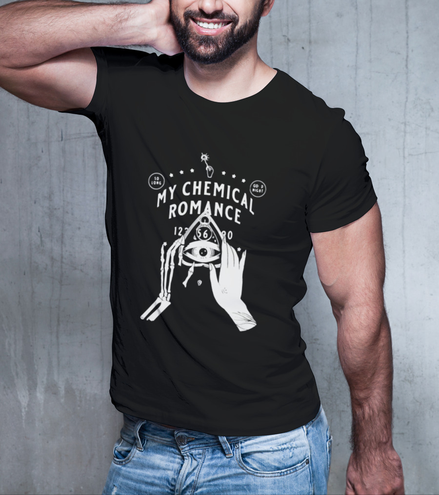 My Chemical Romance Spirit Board So Long Good Night Skeleton Hand Eye T-Shirt