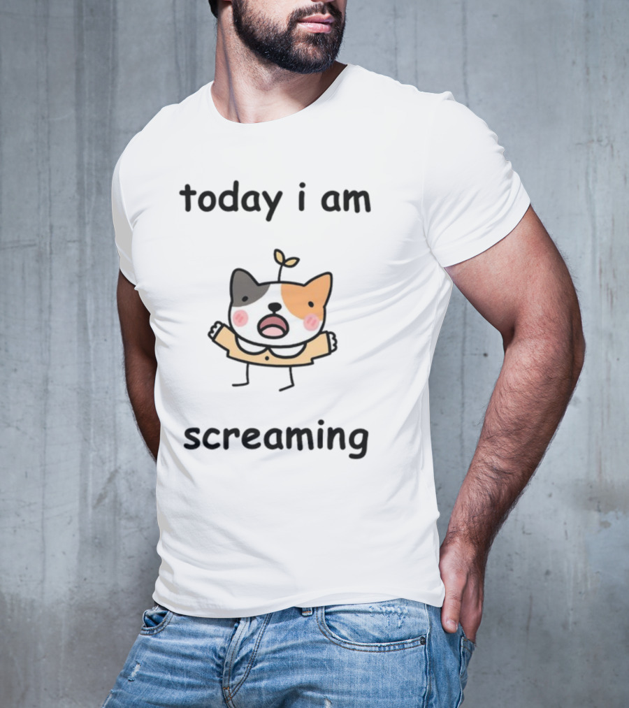 Today I Am Screaming Corgi Cartoon With Leaf Sprout T-Shirt