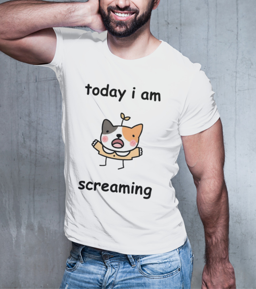 Today I Am Screaming Corgi Cartoon With Leaf Sprout T-Shirt