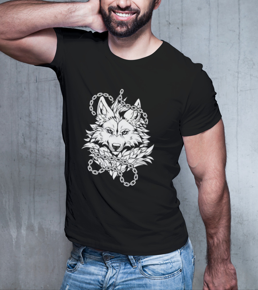 Wolf Head Enclosed By Chains T-Shirt