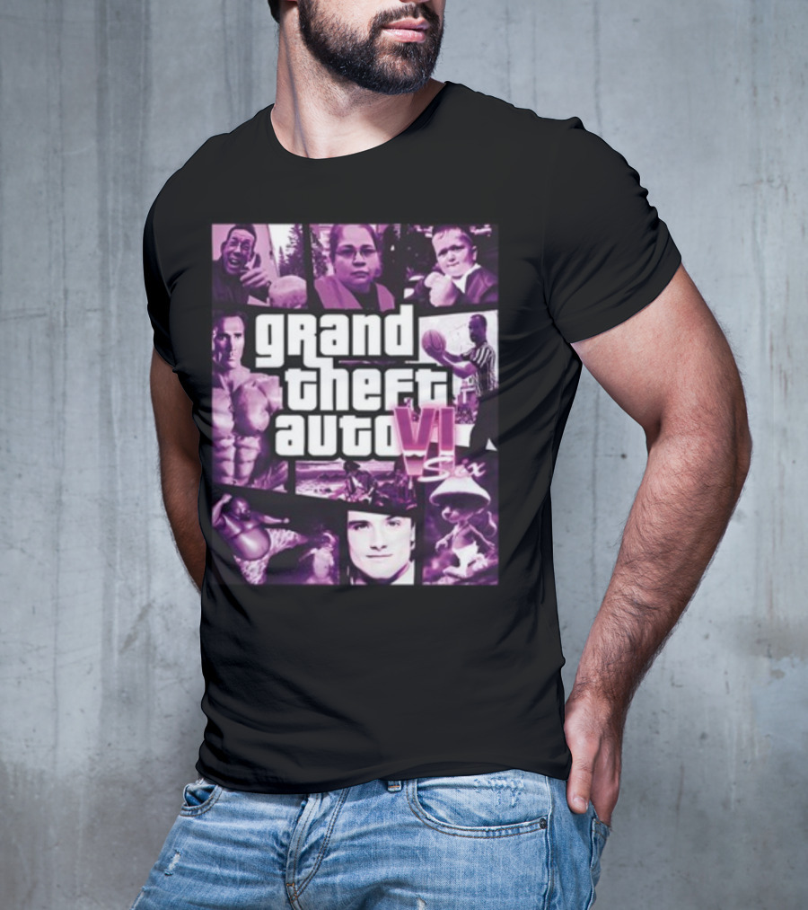 Grand Theft Auto VI Six Galleryno8 Purple Collage T-Shirt