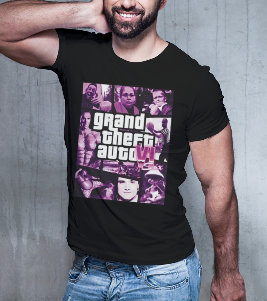 Grand Theft Auto VI Six Galleryno8 Purple Collage T-Shirt