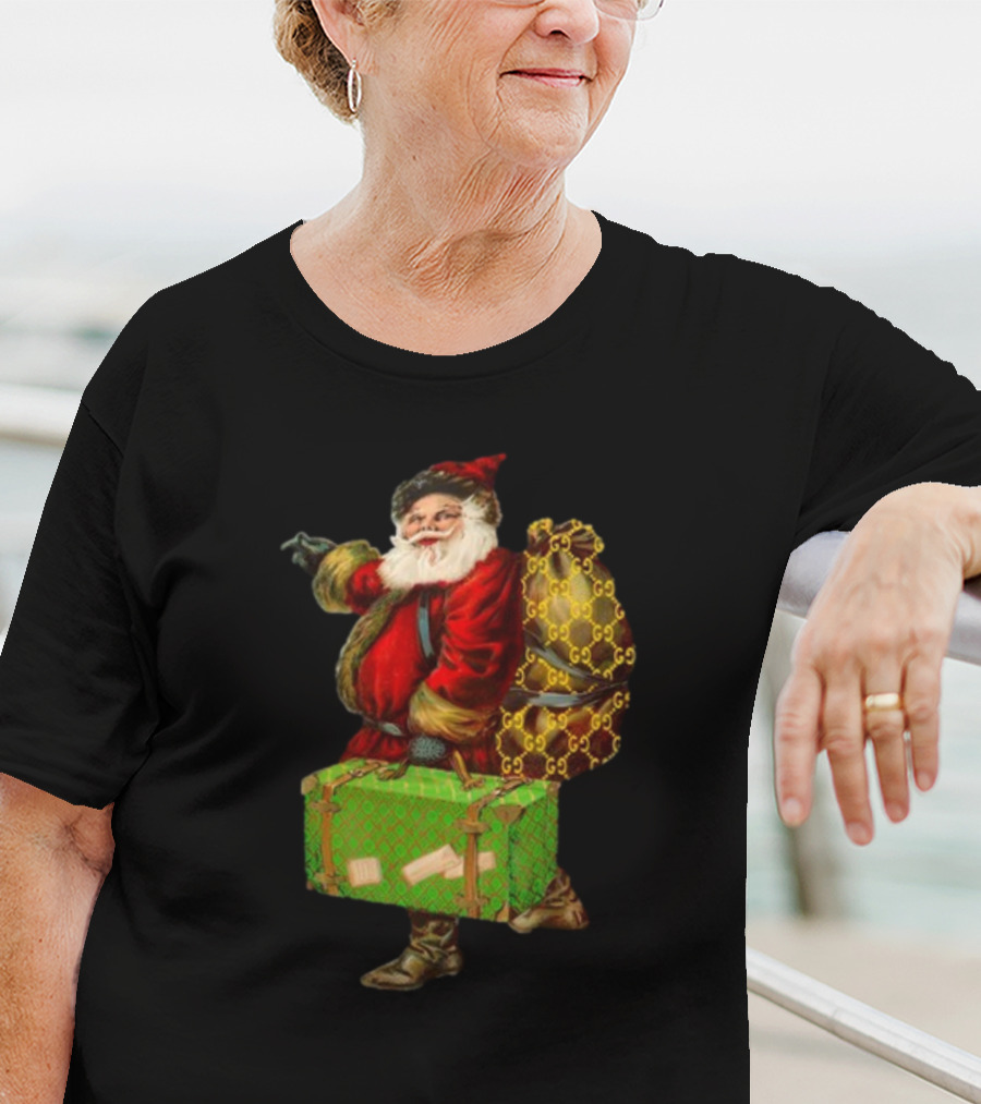 Santa With Chic Designer Style Backpack T-Shirt