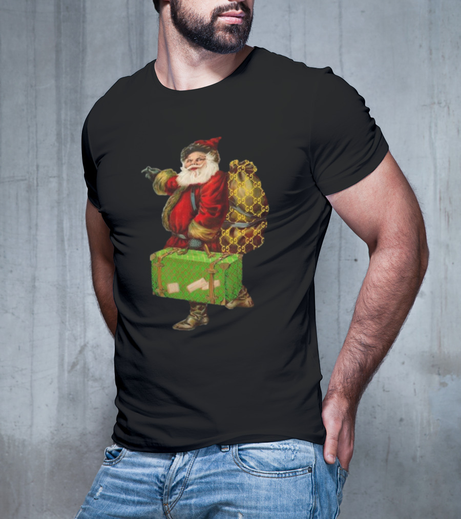 Santa With Chic Designer Style Backpack T-Shirt