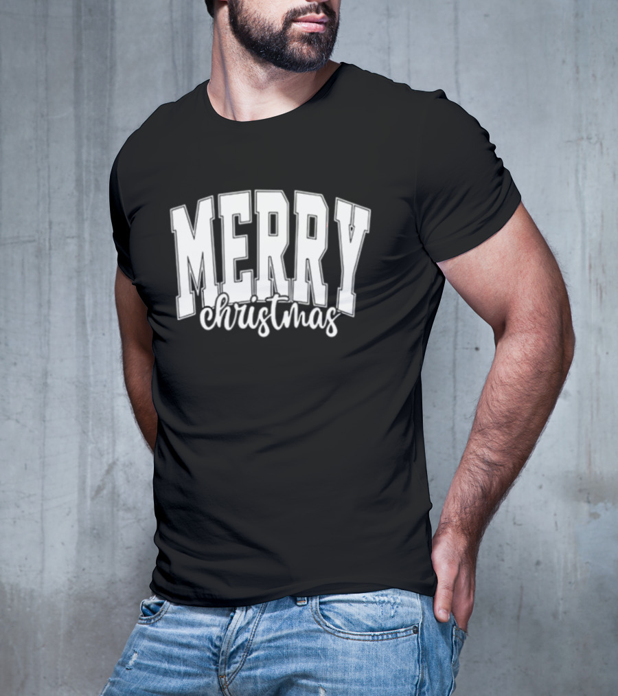Merry Christmas Simple Classic Bold Festive Text T-Shirt
