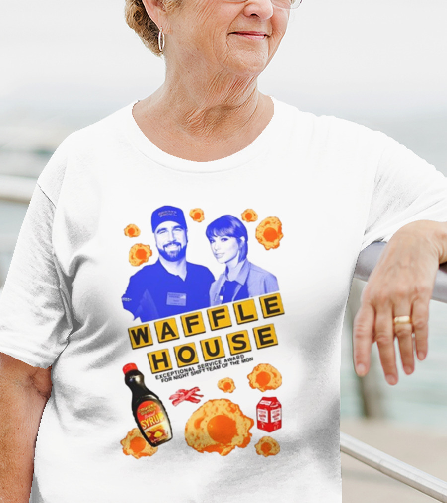 Waffle House Night Shift Team Exceptional Service Award Featuring Syrup Eggs And Milk T-Shirt