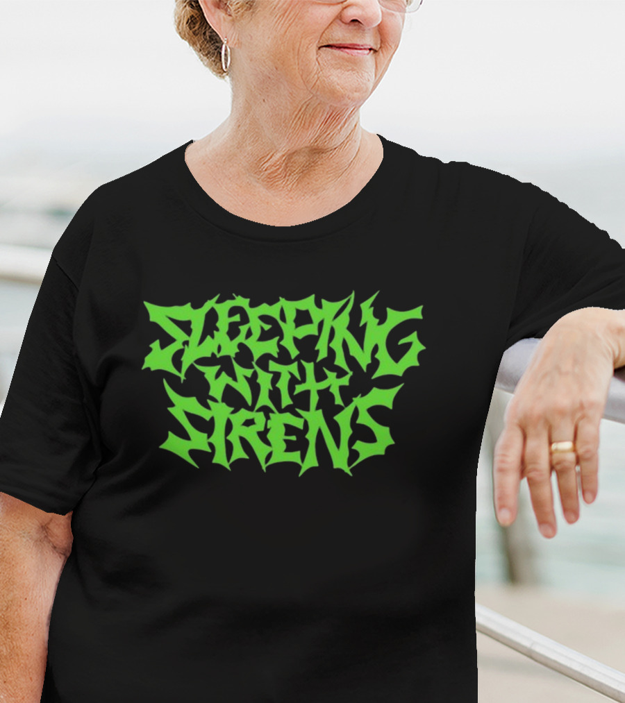 Sleeping With Sirens Spiky Neon Green Text T-Shirt