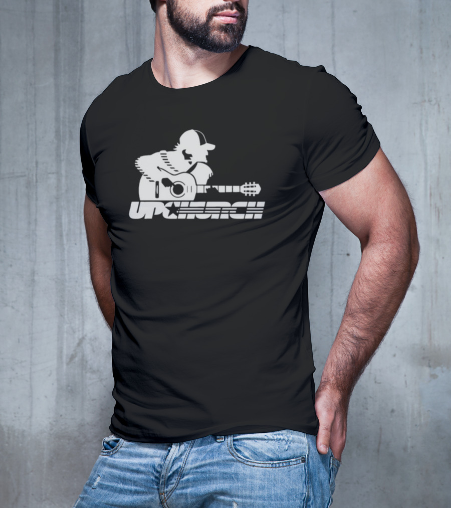 Upchurch Acoustic Guitar Player Silhouette With Star Text T-Shirt