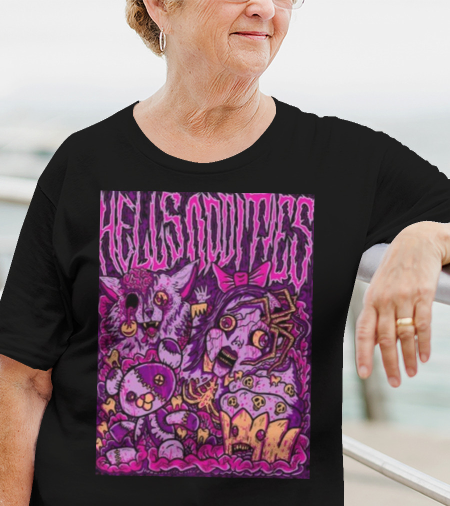 Hells Oddities Creepy Doll Zombie Cupcake Cat Monster Bits N' Pieces T-Shirt