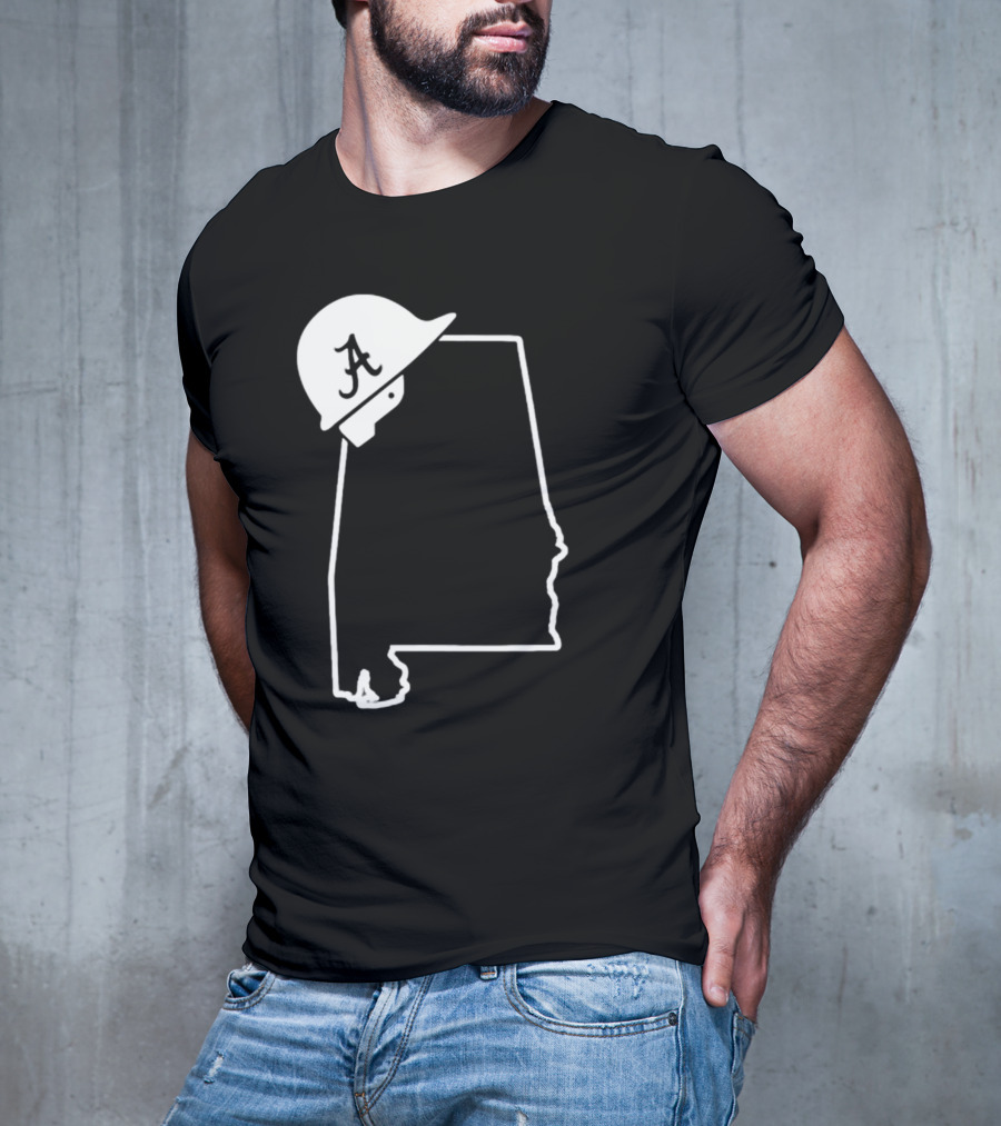 Alabama State Outline With Safety Helmet Featuring A T-Shirt