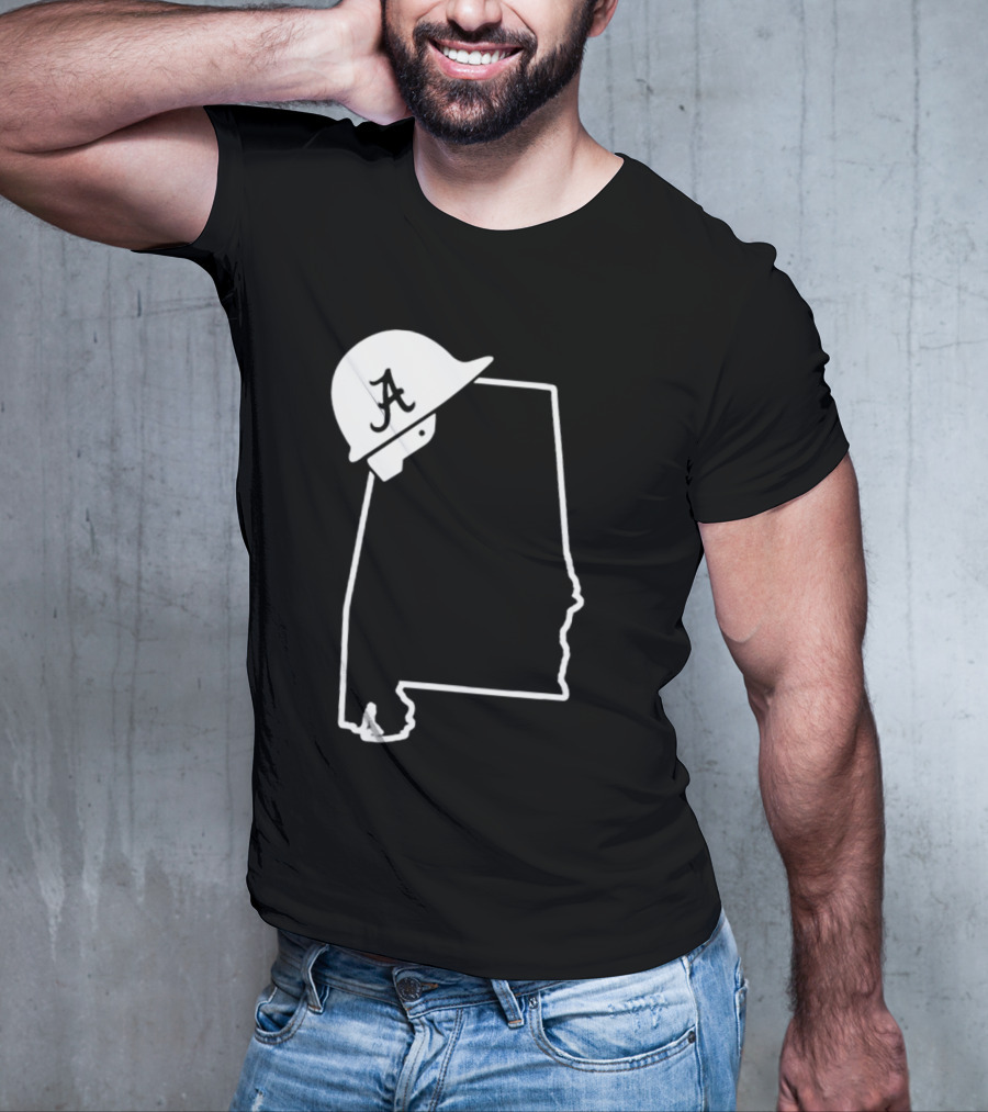 Alabama State Outline With Safety Helmet Featuring A T-Shirt