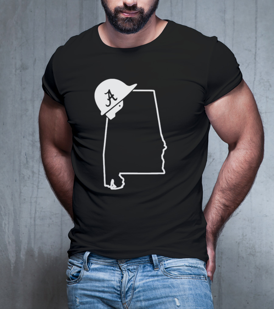 Alabama State Outline With Safety Helmet Featuring A T-Shirt