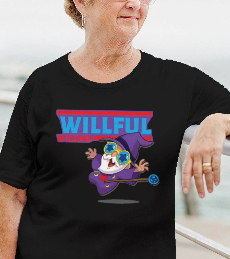 Veefriends Willful Wizard Character Starry Eyed Purple Cloak Wand T-Shirt