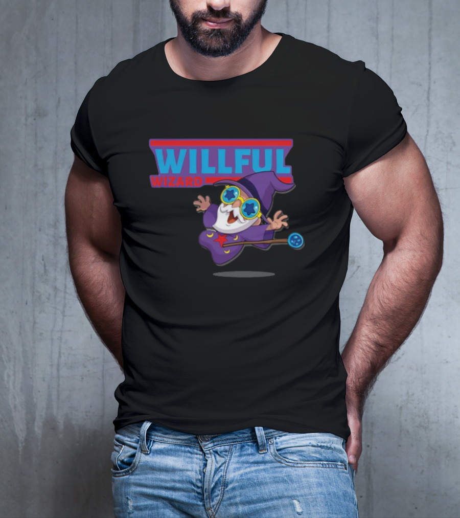 Veefriends Willful Wizard Character Starry Eyed Purple Cloak Wand T-Shirt