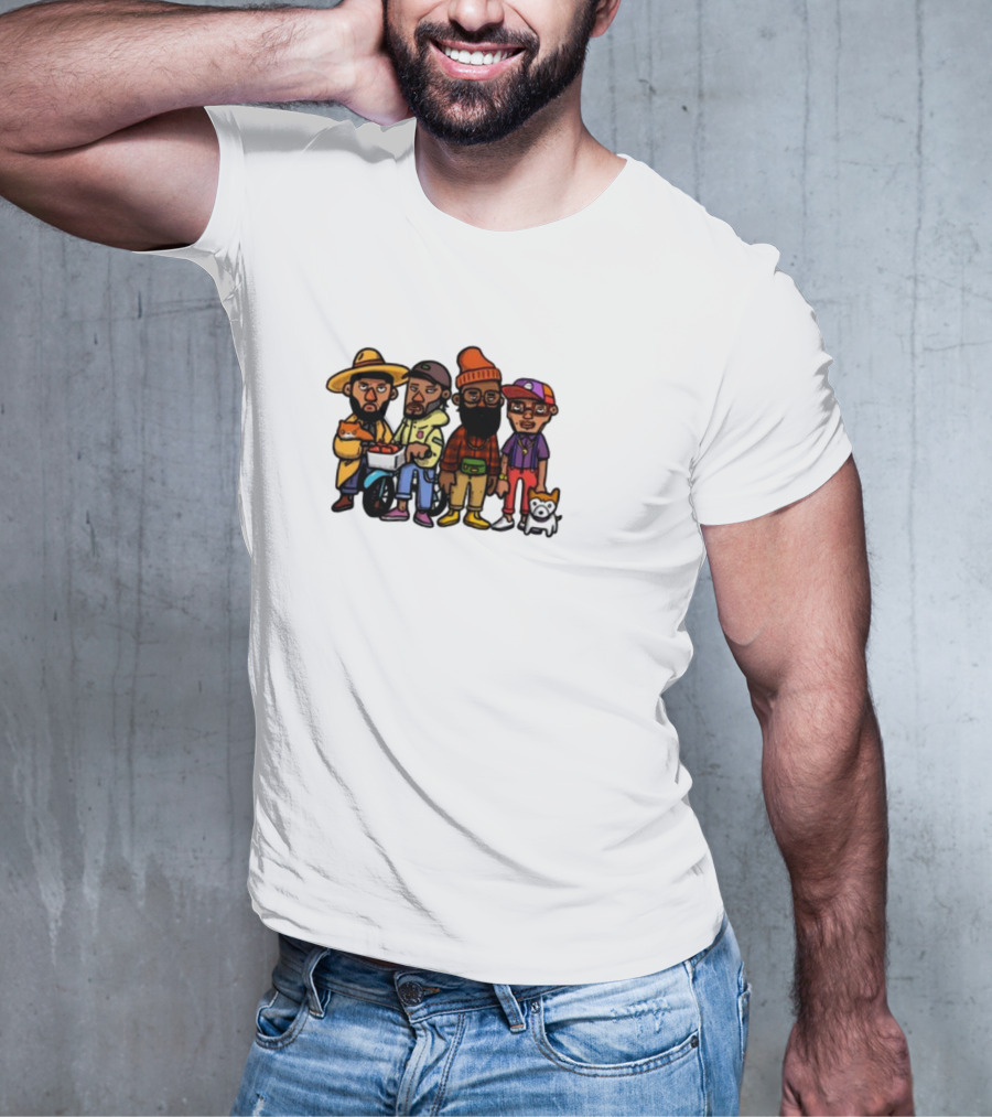 Lolwtferic Hipster Outfit Cartoon Crew With Dog T-Shirt