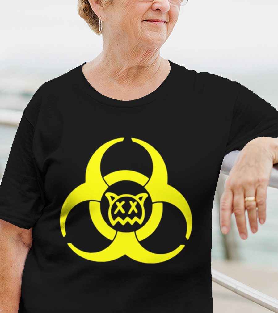Ren Biohazard Symbol With X-Eyed Cat Face T-Shirt