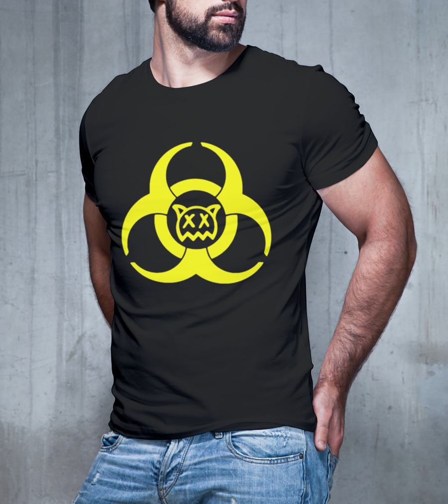 Ren Biohazard Symbol With X-Eyed Cat Face T-Shirt
