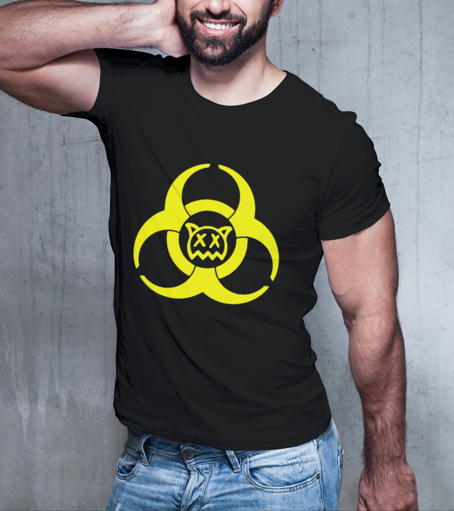 Ren Biohazard Symbol With X-Eyed Cat Face T-Shirt