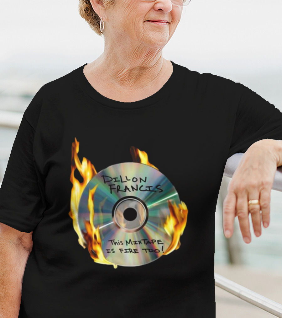 IDGAFOS Dillon Francis This Mixtape Is Fire Too CD Flames T-Shirt