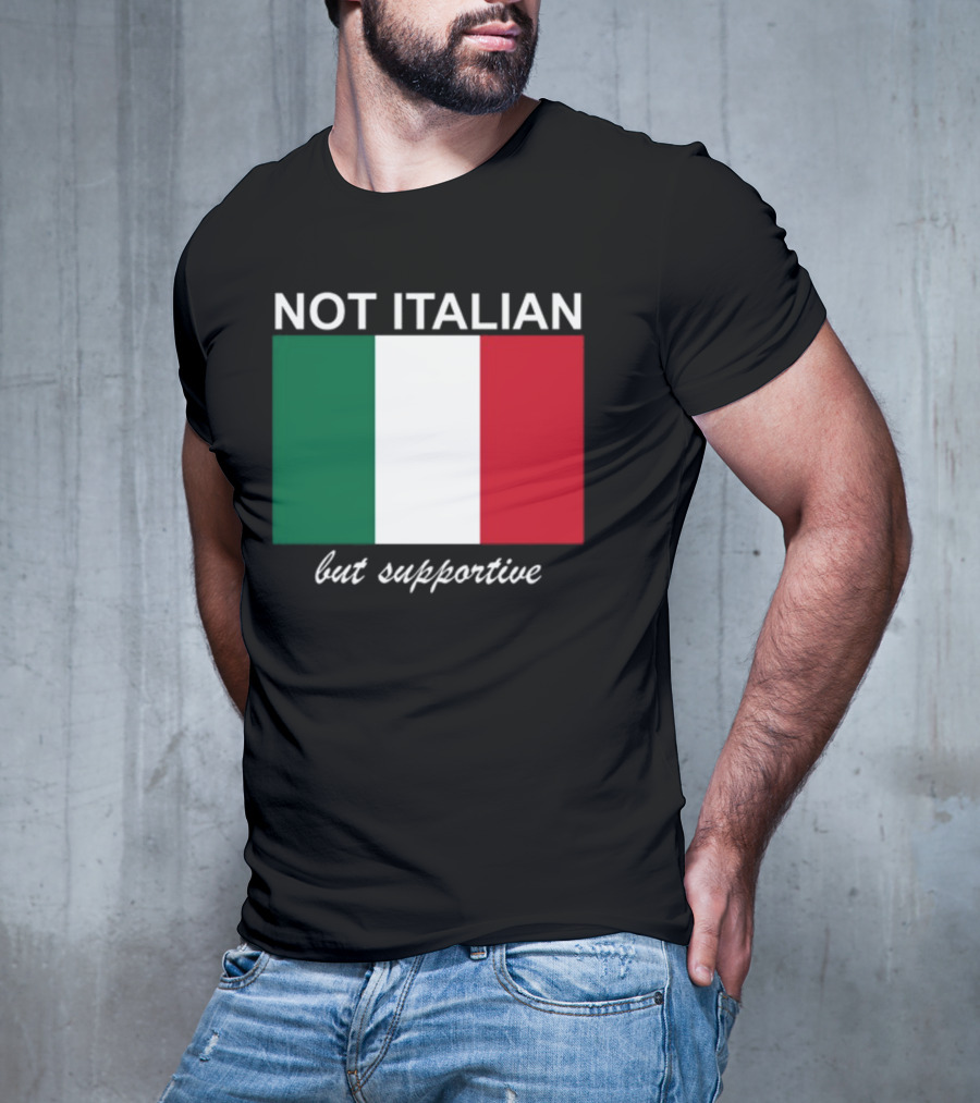 Big Cat Not Italian But Supportive Italian Flag T-Shirt