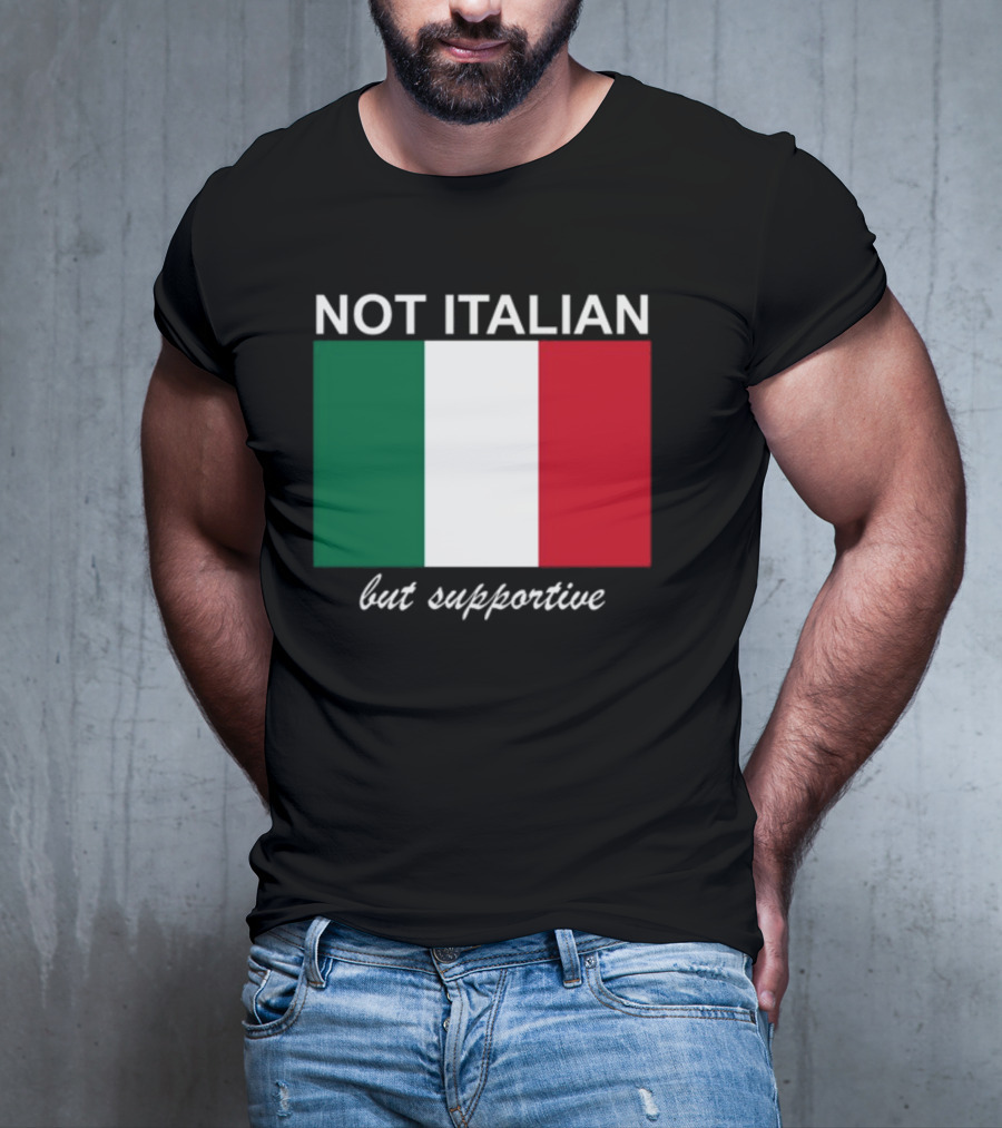 Big Cat Not Italian But Supportive Italian Flag T-Shirt