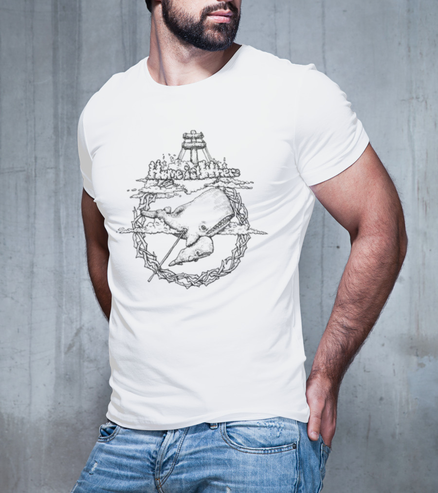 Home Is Where Whale In Lighthouse Clouds And Rope Circle T-Shirt