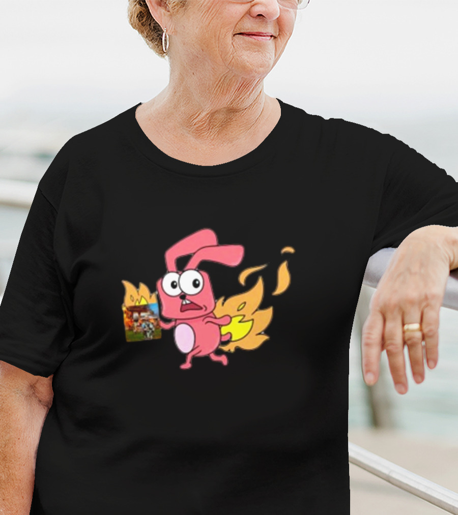 Idgafos Bunny With Flaming Tail Holding Book By Dillon Francis T-Shirt