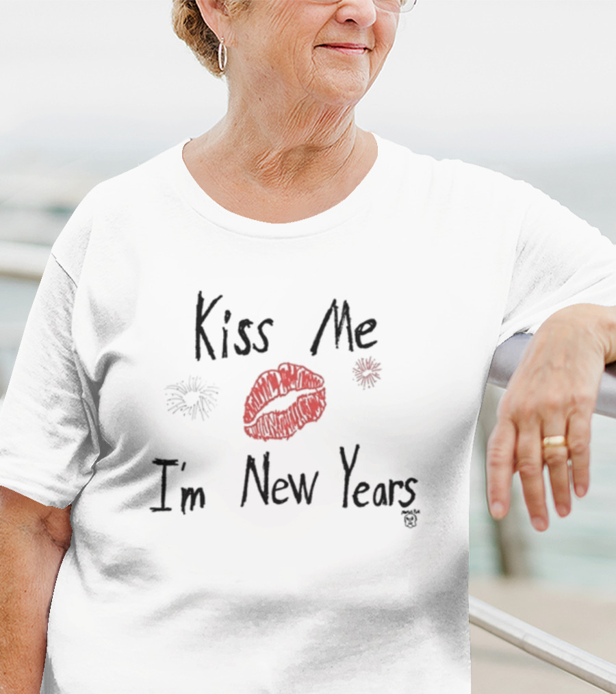 Kiss Me I'm New Years Marcuspork Fireworks Lips T-Shirt