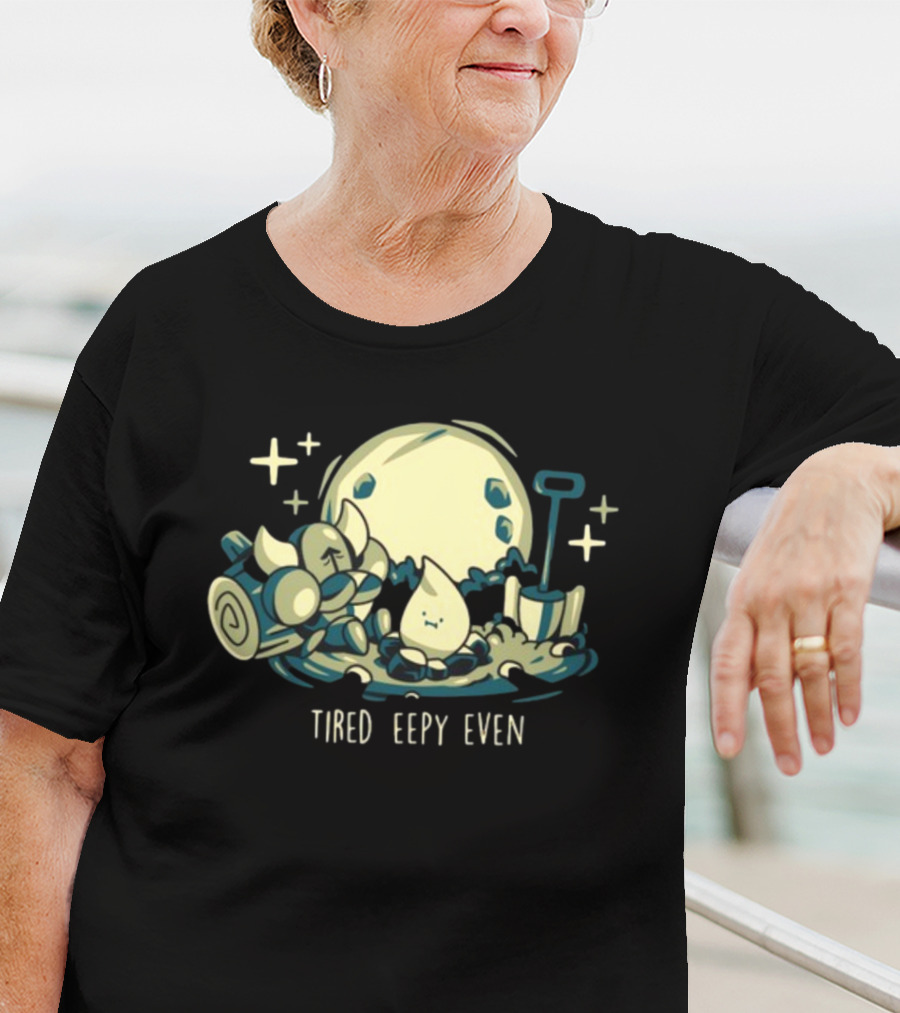 Tired Eepy Even Sleepy Characters Under Moonlit Sky T-Shirt
